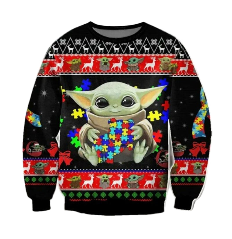 Gmotis Autism Baby Yoda Christmas Ugly Sweater
