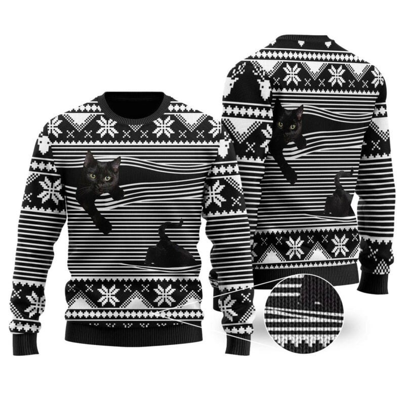 Black Cat Ugly Christmas Sweater
