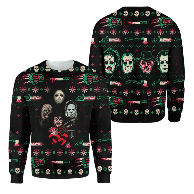 Killer Horror Movie Characters Christmas Ugly Christmas Sweater