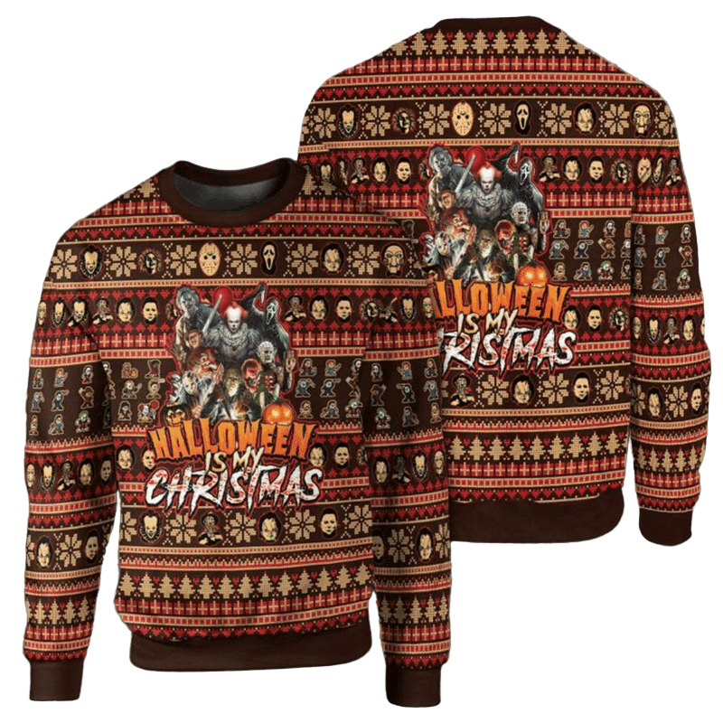 Halloween Is My Christmas Horror Movie Characters Ugly Christmas Sweater
