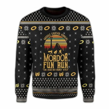 Lord Middle Earth's Annual Mordor Fun Run Ugly Sweater, Christmas Gift, Lord Middle Earth's Annual Mordor Fun Run Ugly Christmas Sweater 503
