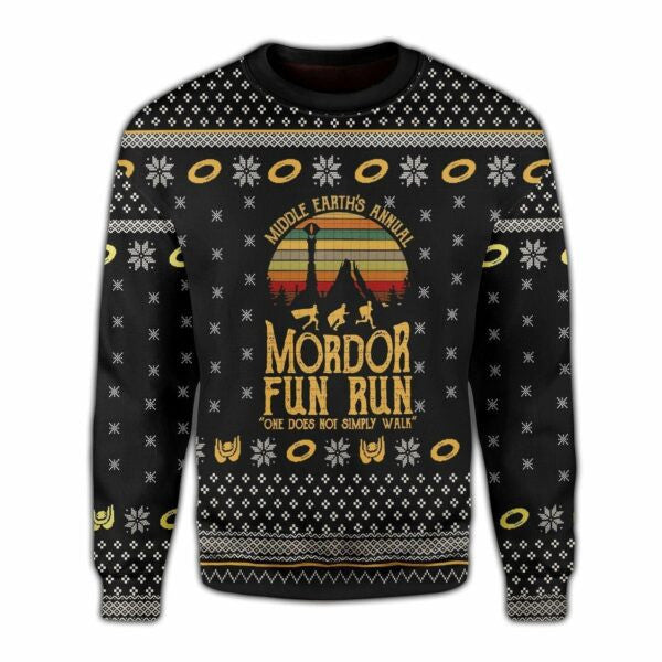 Lord Middle Earth's Annual Mordor Fun Run Ugly Sweater, Christmas Gift, Lord Middle Earth's Annual Mordor Fun Run Ugly Christmas Sweater 503