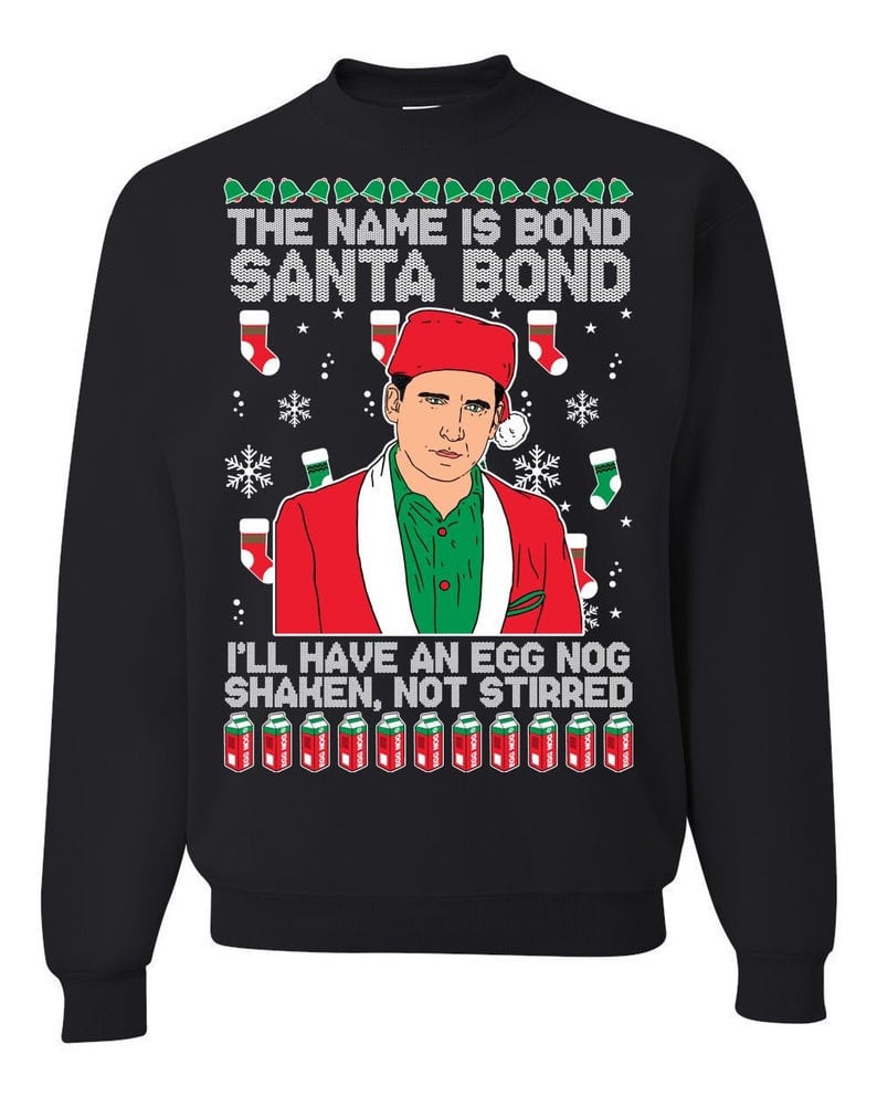 Michael Scott Santa Bond Ugly Sweatshirt, Christmas Ugly Sweater