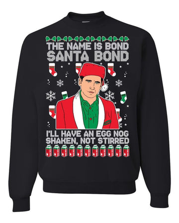 Michael Scott Santa Bond Ugly Sweatshirt, Christmas Ugly Sweater