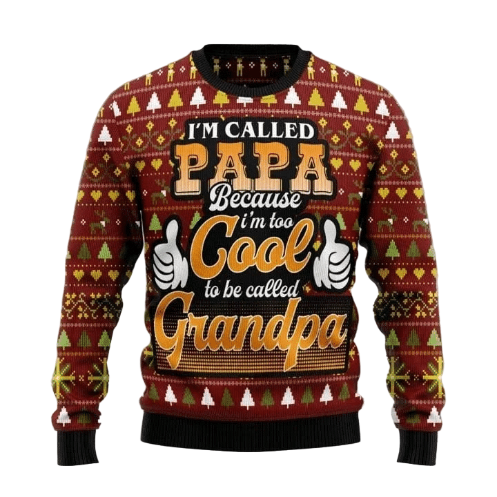 Too Cool To Be Called Grandpa Christmas Ugly Christmas Sweater