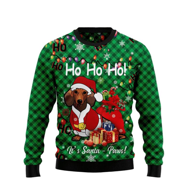 Dachshund Santa Paw Hohoho Ugly Christmas Sweater