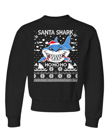 Santa Shark Ho Ho Ho Ugly Sweatshirt, Christmas Ugly Sweater