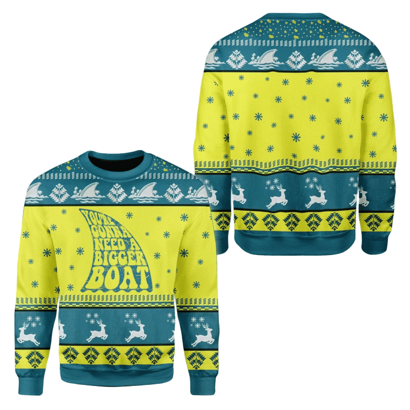 Horror Shark You're Gonna Need A Bigger Boat Christmas Ugly Christmas Sweater