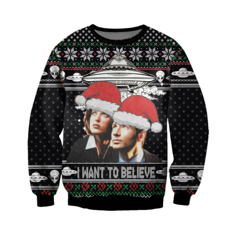 X Files I Want To Believe Ugly Christmas Sweater