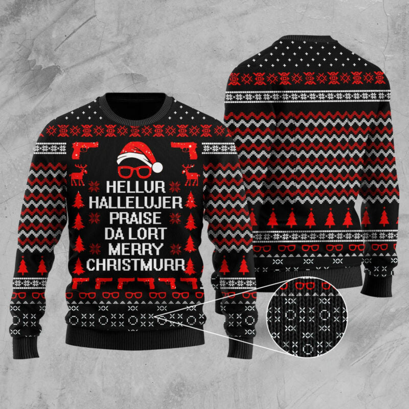 Hellur Halleujer Praise Da Lort Merry Christmurr Ugly Christmas Sweater