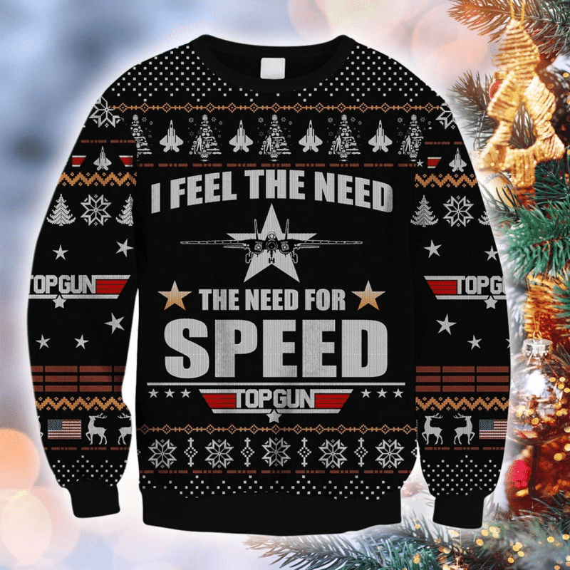 I Feel The Need The Need For Speed Top Gun Ugly Christmas Sweater