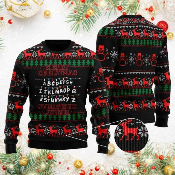 Stranger Things Alphabet Ugly Sweater, Stranger Things Alphabet Gift, Stranger Things Alphabet Christmas Shirt 272
