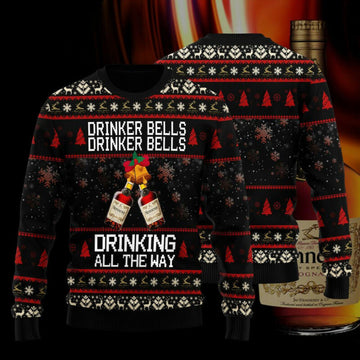 Hennessy Drinker Bells Drinker Bells Drinking All The Way Ugly Christmas Sweater