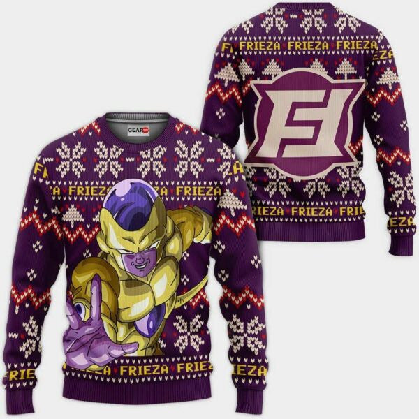 Golden Frieza Ugly Christmas Sweater Anime Dragon Ball Xmas Gifts 1k103,dragon Ball Anime Xmas Christmas Gift Fan 16