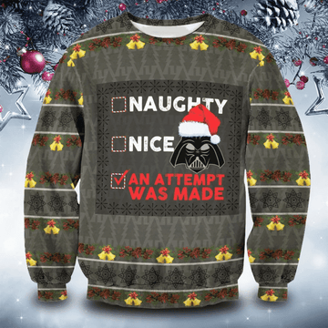 Naughty Nice Attempted To Be Nice Ugly Christmas Sweater