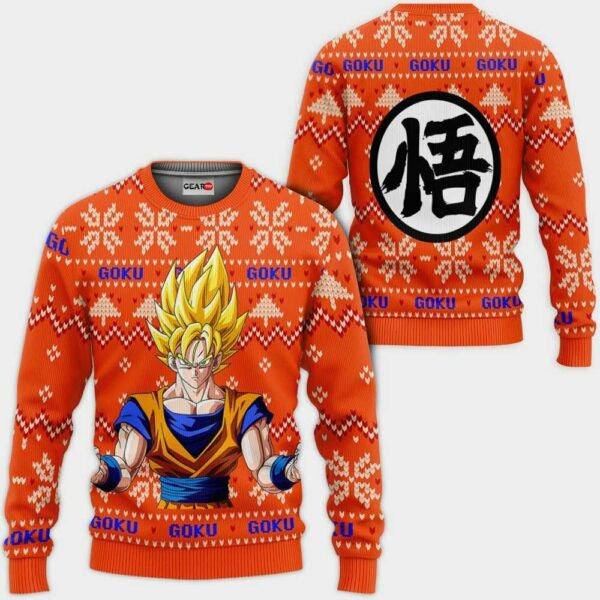 Goku Super Saiyan Ugly Christmas Sweater Anime Dragon Ball Xmas 1k122 Gifts ,dragon Ball Anime Xmas Christmas Gift Fan 368