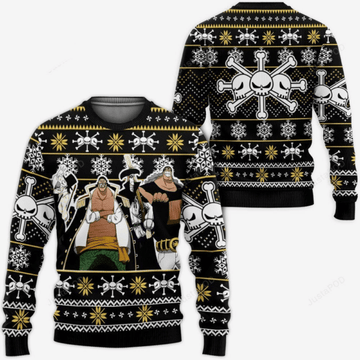 One Piece Anime Blackbeard Pirates 16 Ugly Sweater, One Piece Anime Gift Fan Ugly Sweater 616