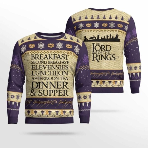 Lotr Breakfast Second Breakfast Ugly Sweater, Christmas Gift , Lotr Breakfast Second Breakfast Ugly Christmas Sweater 295