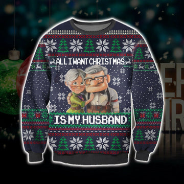 Up Movie, Ellie And Carl In Up Merry Christmas Ugly Sweatshirt, Christmas Ugly Sweater