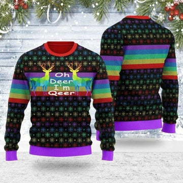 Oh Deer I'm Queer Ugly Sweater, Christmas Gift , Oh Deer I'm Queer Ugly Christmas Sweater 687