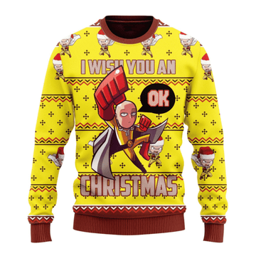 One Punch Man Anime Saitama 5 Ugly Sweater Gifts, One Punch Man Anime Gift Fan Ugly Sweater 223
