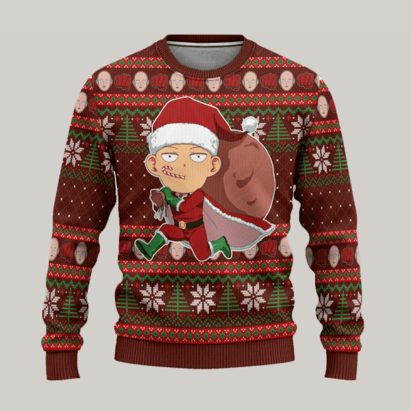 One Punch Man Anime Saitama 6 Ugly Sweater Gifts, One Punch Man Anime Gift Fan Ugly Sweater 24