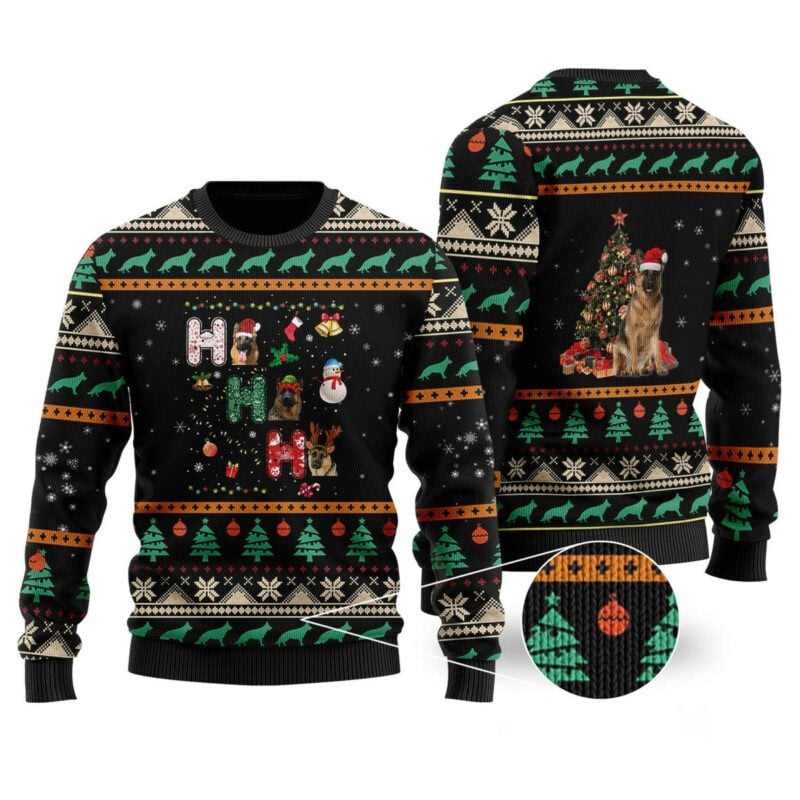 German Shepherd Ho Ho Ho Ugly Christmas Sweater