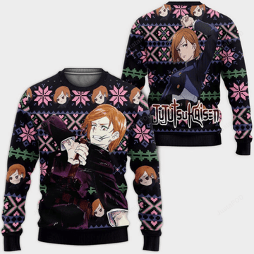 Jujutsu Kaisen Anime Nobara Kugisaki 8 Ugly Sweater Gifts, Jujutsu Kaisen Anime Gift Fan Ugly Sweater 22