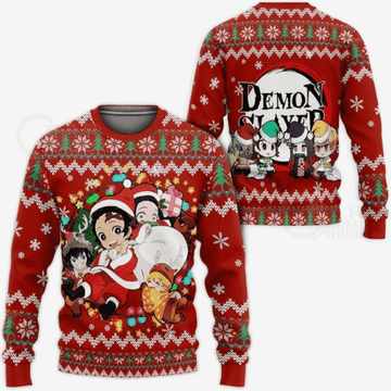 Demon Slayer Kimetsu No Yaiba Anime 44 Ugly Sweater Gifts, Demon Slayer Anime Gift Fan Ugly Sweater 477