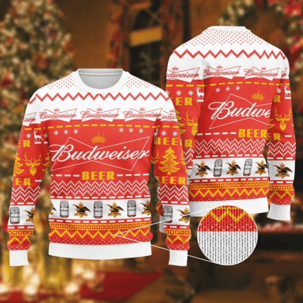 Budweiser Ugly Sweater Gifts, Budweiser Gift Fan Ugly Sweater 291