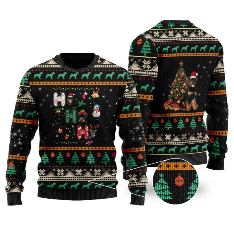 Rottweiler Christmas Ho Ho Ho Ugly Christmas Sweater