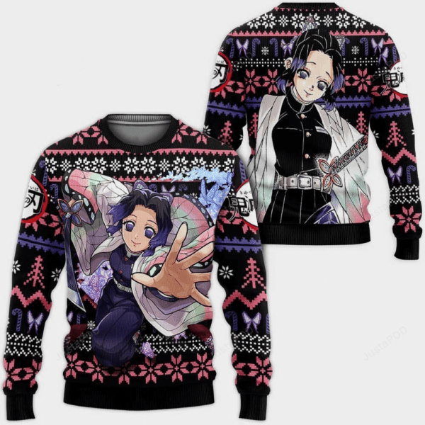 Demon Slayer Kimetsu No Yaiba Anime Kochou Shinobu 8 Ugly Sweater Gifts, Demon Slayer Anime Gift Fan Ugly Sweater 39