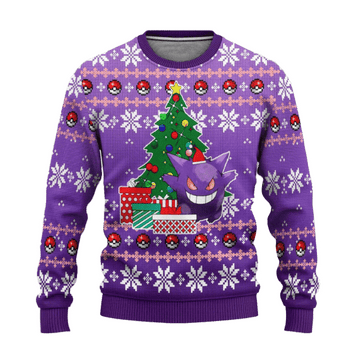 Pokemon Anime Gengar 58 Ugly Sweater, Pokemon Anime Gift Fan Ugly Sweater 557