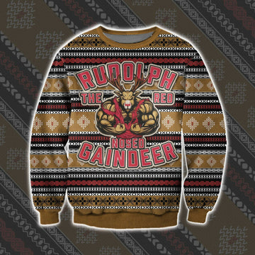 Rudolph The Red Nosed Gaindeer Gym Ugly Christmas Sweater