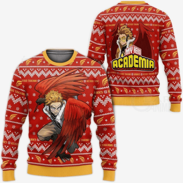 My Hero Academia Anime Keigo Takami Hawks 29 Ugly Sweater Gifts, My Hero Academia Anime Gift Fan Ugly Sweater 260