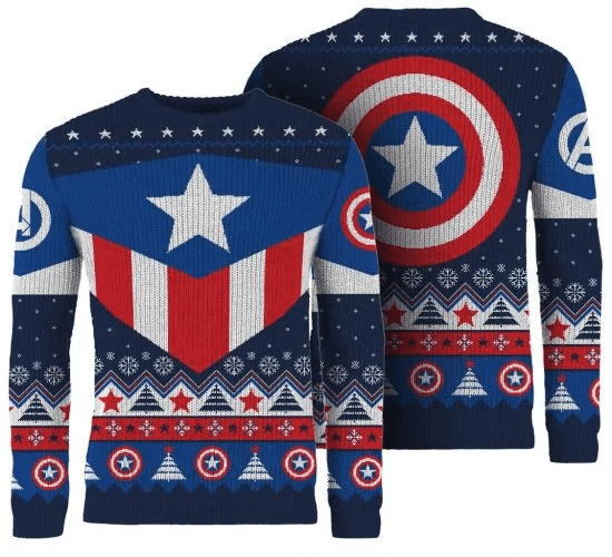 Captain America Red White And Blue Christmas Sweater, Captain America Christmas Gift, Captain America Christmas Shirt