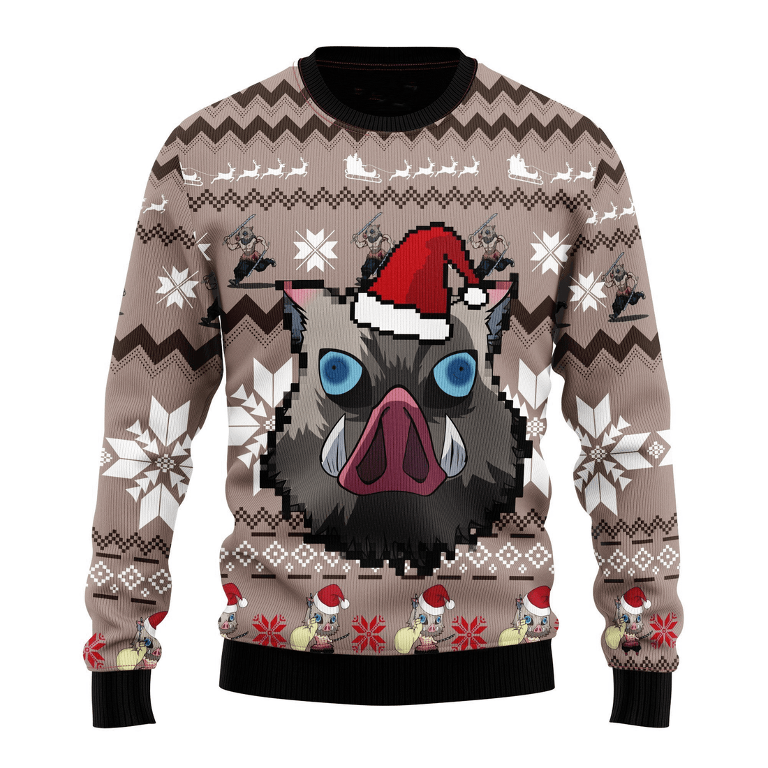 Demon Slayer Kimetsu No Yaiba Anime Hashibira Inosuke 41 Ugly Sweater Gifts, Demon Slayer Anime Gift Fan Ugly Sweater