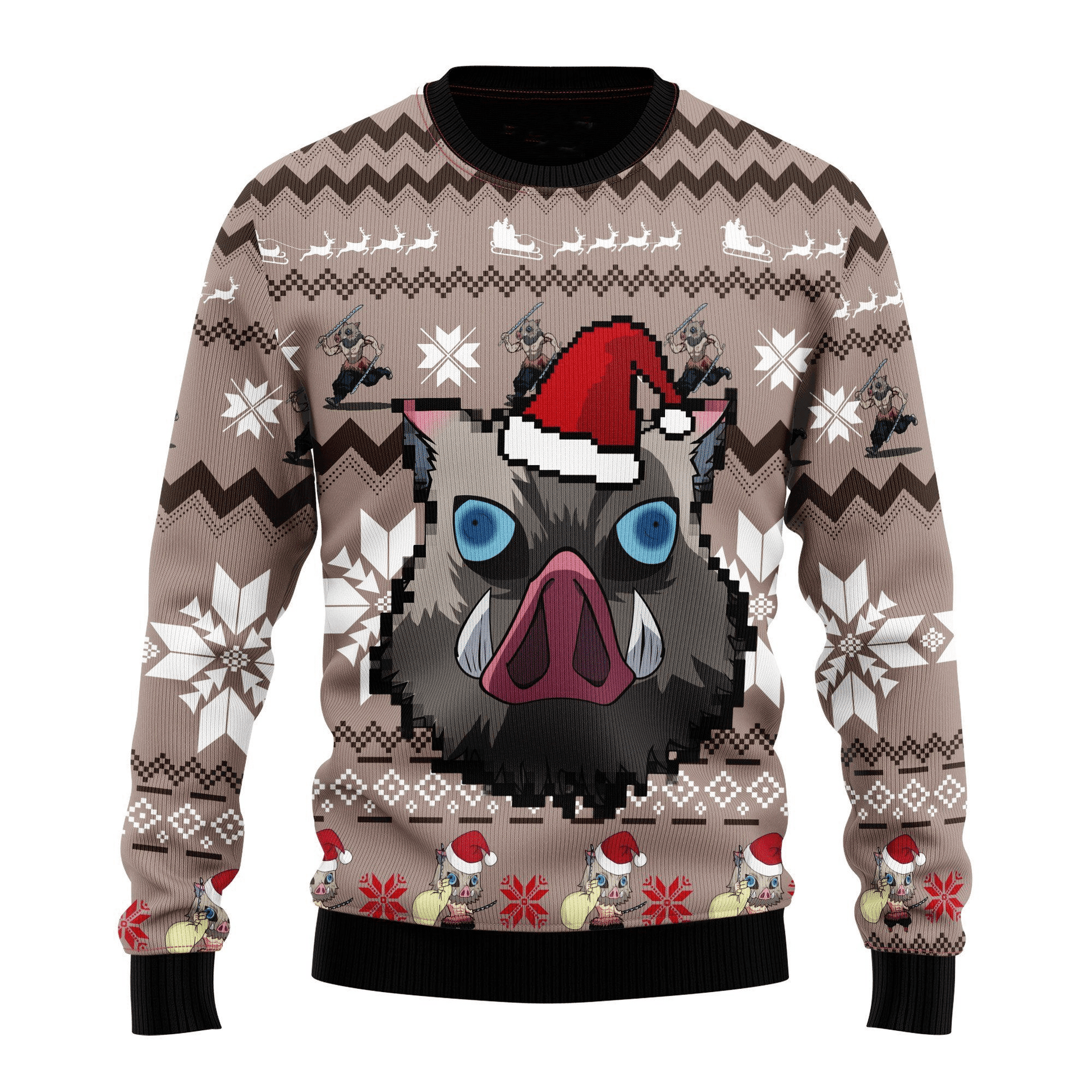 Demon Slayer Kimetsu No Yaiba Anime Hashibira Inosuke 41 Ugly Sweater Gifts, Demon Slayer Anime Gift Fan Ugly Sweater