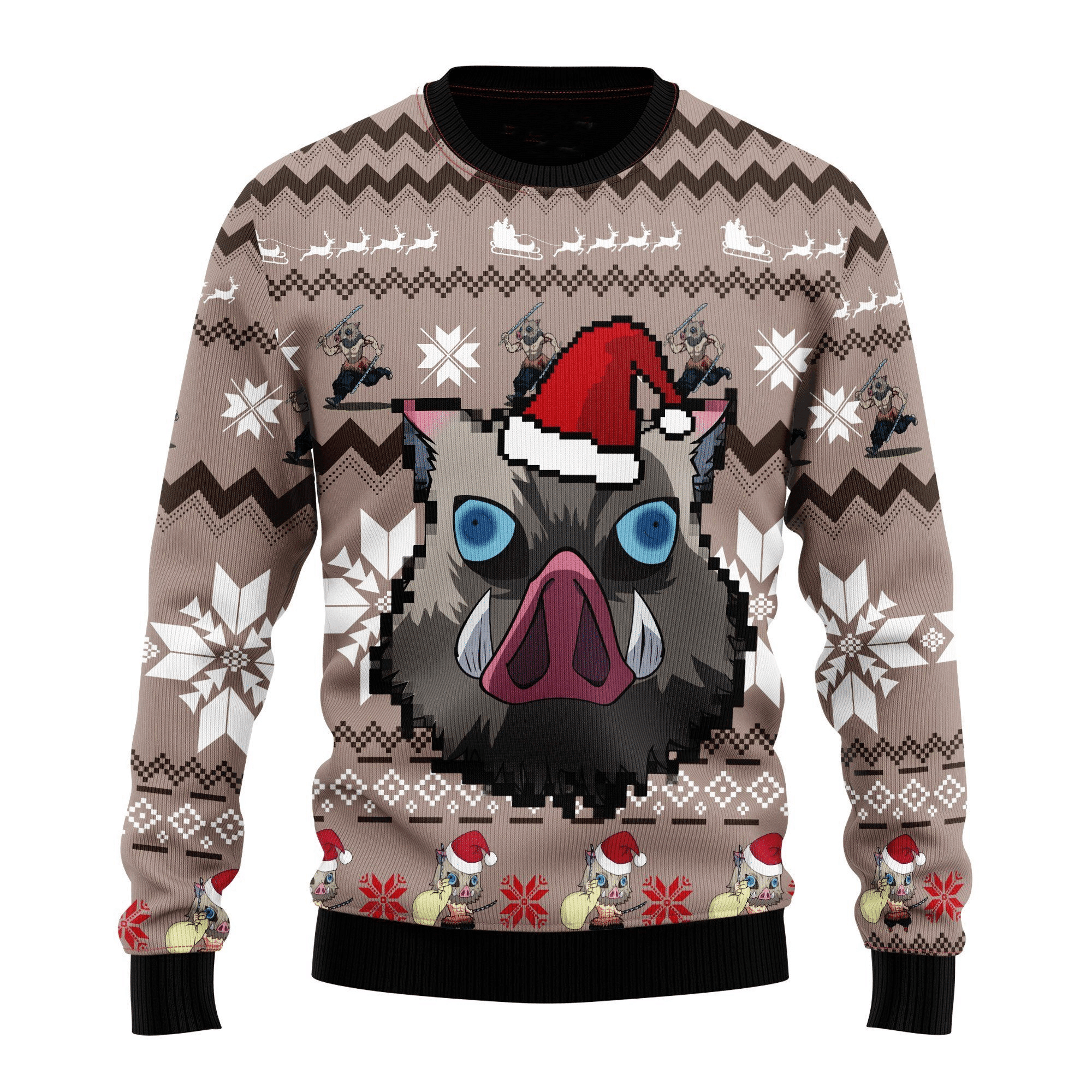 Demon Slayer Kimetsu No Yaiba Anime Hashibira Inosuke 41 Ugly Sweater Gifts, Demon Slayer Anime Gift Fan Ugly Sweater