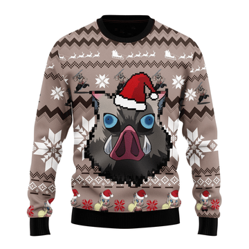 Demon Slayer Kimetsu No Yaiba Anime Hashibira Inosuke 41 Ugly Sweater Gifts, Demon Slayer Anime Gift Fan Ugly Sweater