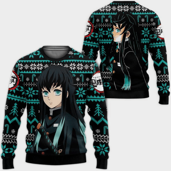 Demon Slayer Kimetsu No Yaiba Anime Muichiro Tokito 49 Ugly Sweater Gifts, Demon Slayer Anime Gift Fan Ugly Sweater 118