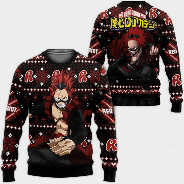 My Hero Academia Anime Kirishima Eijirou 23 Ugly Sweater Gifts, My Hero Academia Anime Gift Fan Ugly Sweater 562
