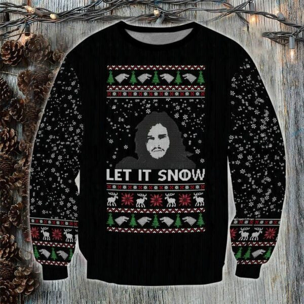 Jon Snow Let It Snow Ugly Sweater, Christmas Gift , Jon Snow Let It Snow Ugly Christmas Sweater 328
