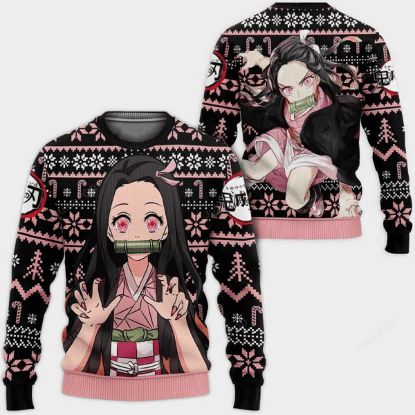 Demon Slayer Kimetsu No Yaiba Anime Kamado Nezuko 2 Ugly Sweater, Demon Slayer Anime Gift Fan Ugly Sweater 270