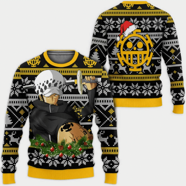 One Piece Anime Trafalgar D. Water Law 52 Ugly Sweater Gifts, One Piece Anime Gift Fan Ugly Sweater 789