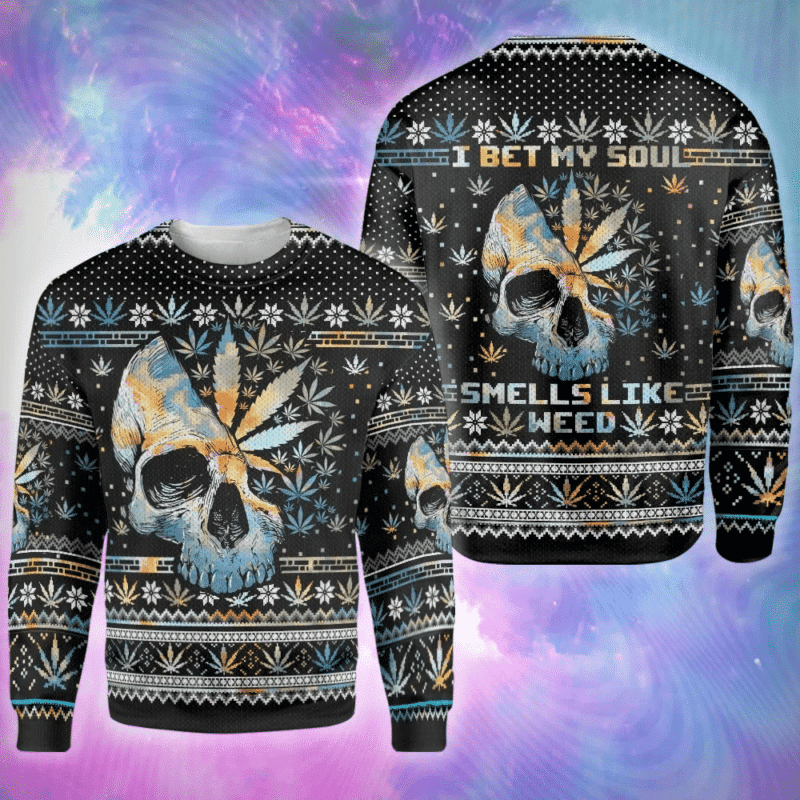 Ugly Sweater Skull Weed Ugly Christmas Sweater