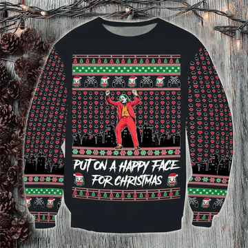 Put On A Happy Face For Christmas Sweater Ugly Christmas Sweater