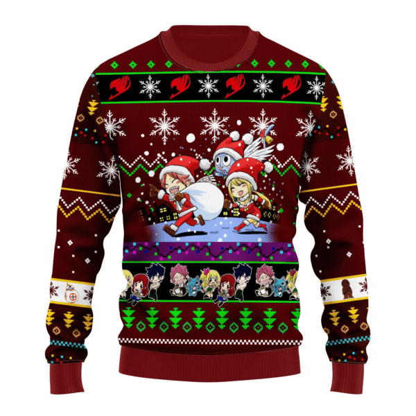 Fairy Tail Anime Chibi Christmas 16 Ugly Sweater Gifts, Fairy Tail Anime Gift Fan Ugly Sweater 190