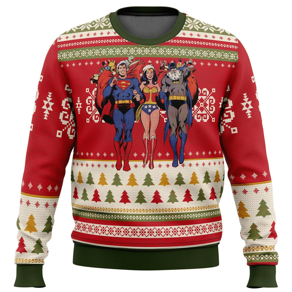 Batman Superman Wonder Woman Ugly Sweater Gifts, Batman Dc Gift Fan Ugly Sweater