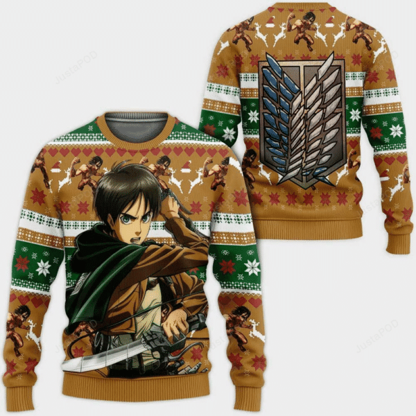 Attack On Titan Anime Eren Yeager Ugly Sweater, Attack On Titan Anime Gift Fan Ugly Sweater 951